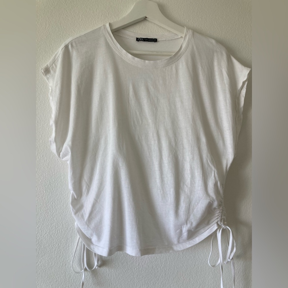 Zara t-shirt With Gathered Sides